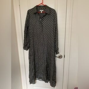 COS Viscose Shirt Dress Size 10 | Long Sleeve Midi | Geometric Print